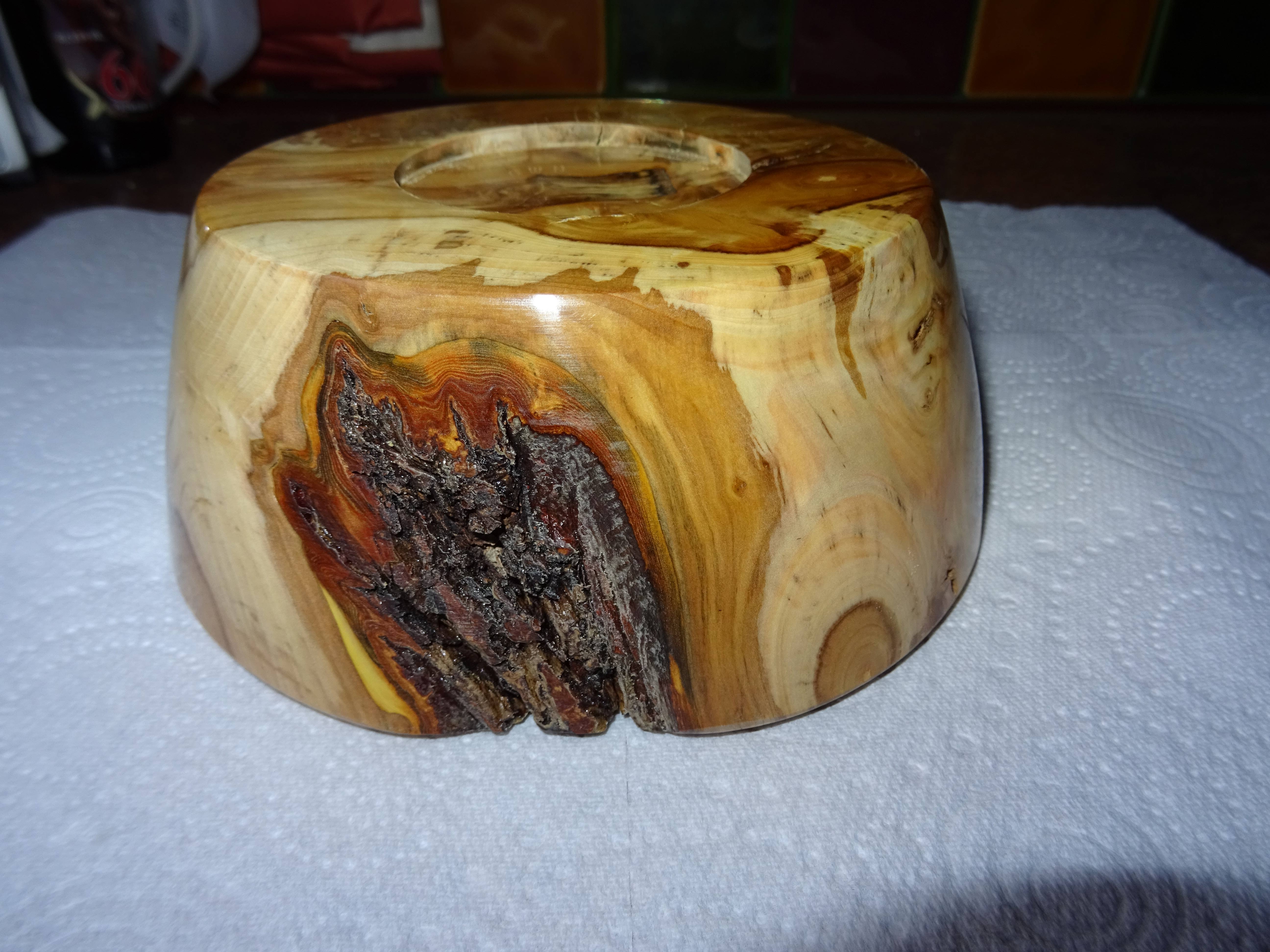 Bark on side of bowl